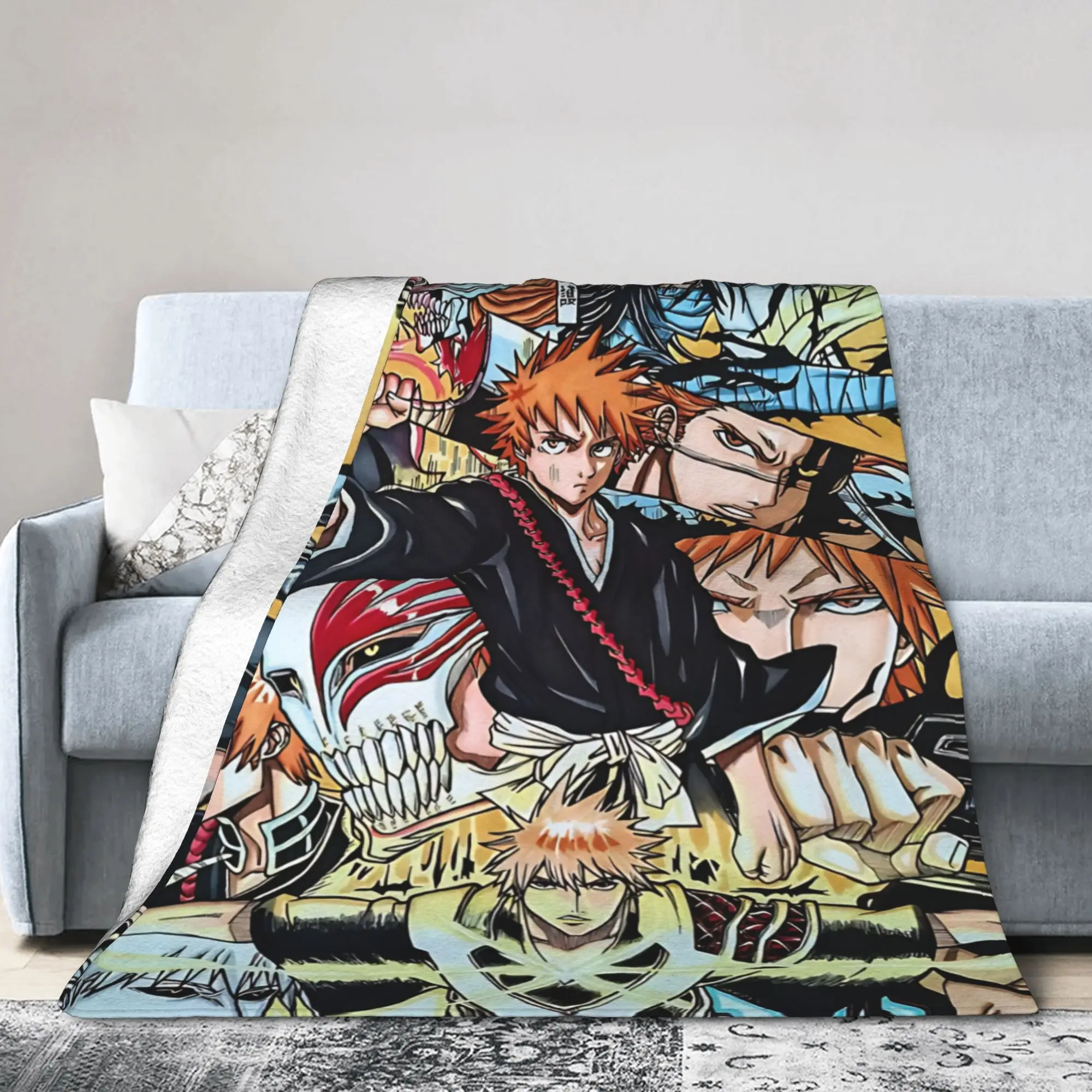Ichigo Chronicles bleachs Super Soft Blanket  Kids Plush Throw Blanket Novelty Living Room Flannel Bedspread Sofa Bed Cover