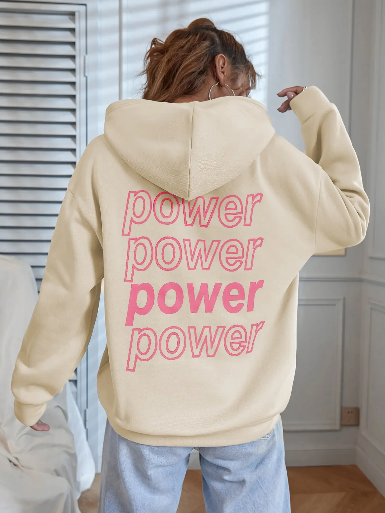 Power And Power Cotton Hooded Individual Soft Sportswears Niche Comfortable Sportswears Essential Harajuku Women Sweatshirt