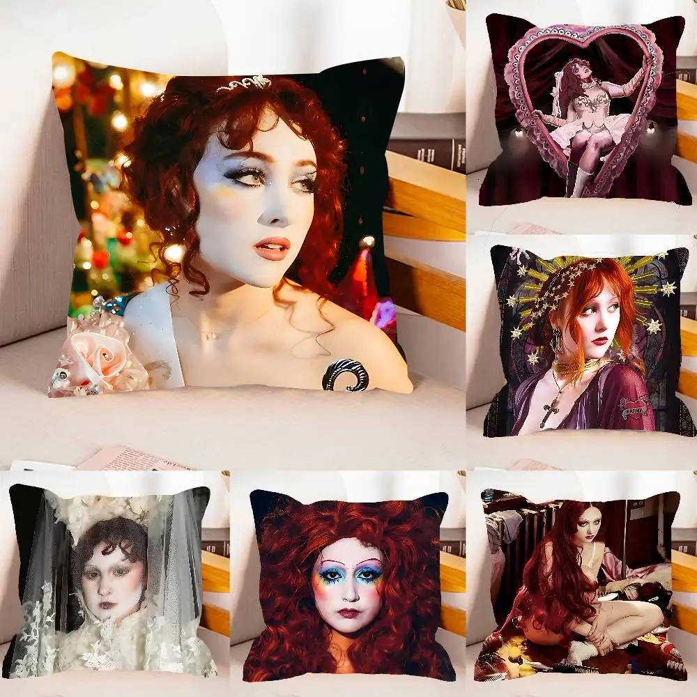 C-Chappell R-Roan Singer Case Plush Fabric Soft Pillowcase Double Sided Print Cushion Cover Household Gifts