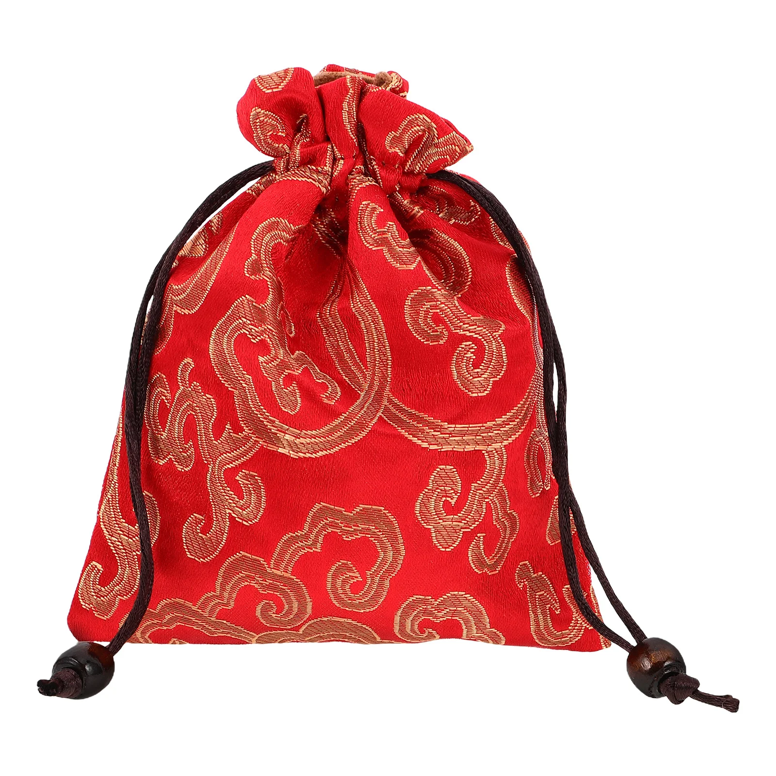 

Embroidered Silk Brocade Drawstring Jewelry Pouch Organizer for Accessories Small Storage Bag Traditional Design