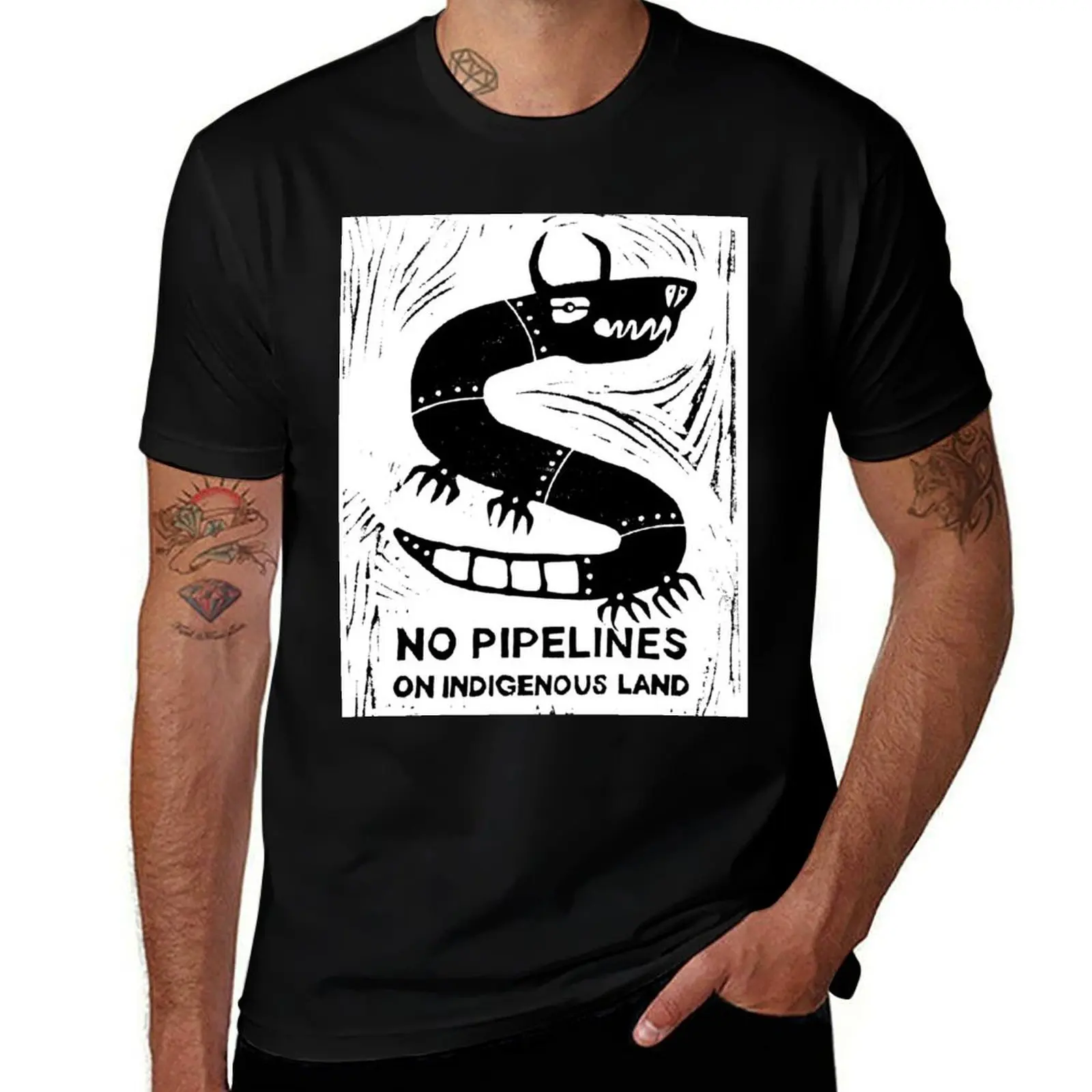 No Pipelines! Indigenous People T-Shirt Street Art Print Tee Shirt