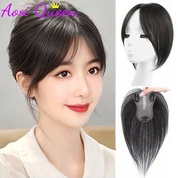 AOSI Synthetic Middle Part Topper Hairpiece with Bangs Clip-In Bangs Extension Natural Invisible Clourse Hairpiece for Women
