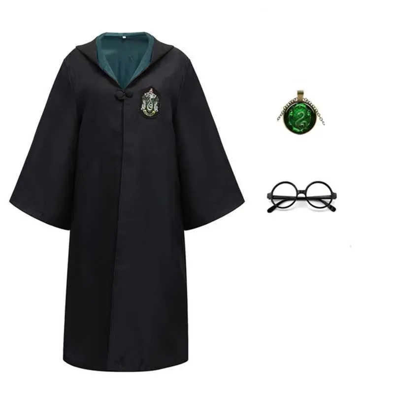 New ★ Kids Adult Slytherin Robe Cloak Costume For Children Men Women Magic School Uniform Wizard Cosplay Halloween Cos★ 2025 qi☆