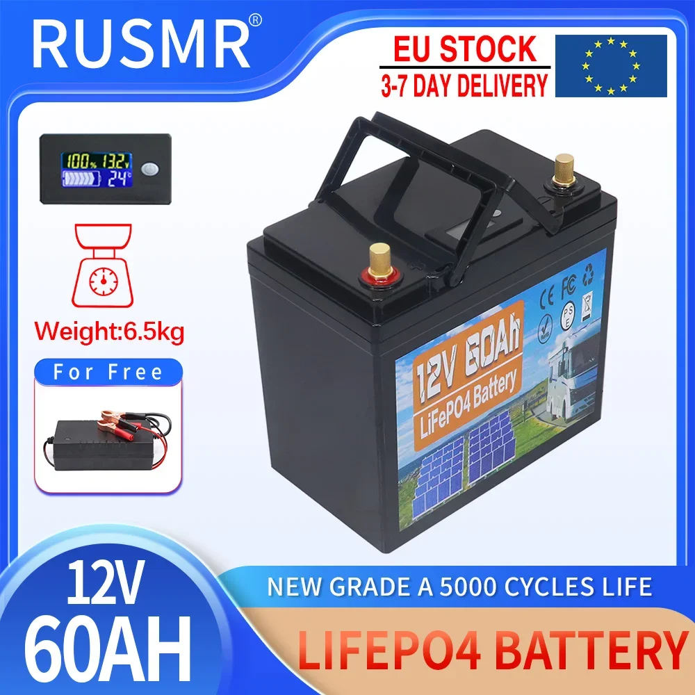 Imagem -03 - Bateria Recarregável Lifepo4 Built-in Bms Lítio Ferro Fosfato Células Pack para Barco Solar Motor 12v 100ah 50ah Livre de Impostos Novo