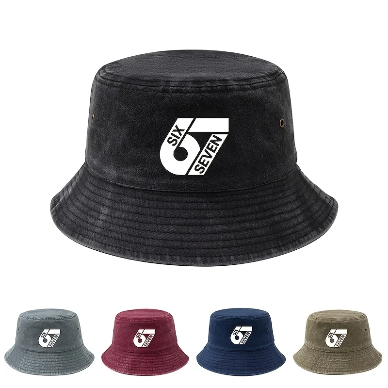 Ein modischer und vielseitiger Unisex-Fischerhut mit Aufdruck „SIX SEVEN 67“, leichter Outdoor-Fischerhut, Trucker-Fischerhut, Suita