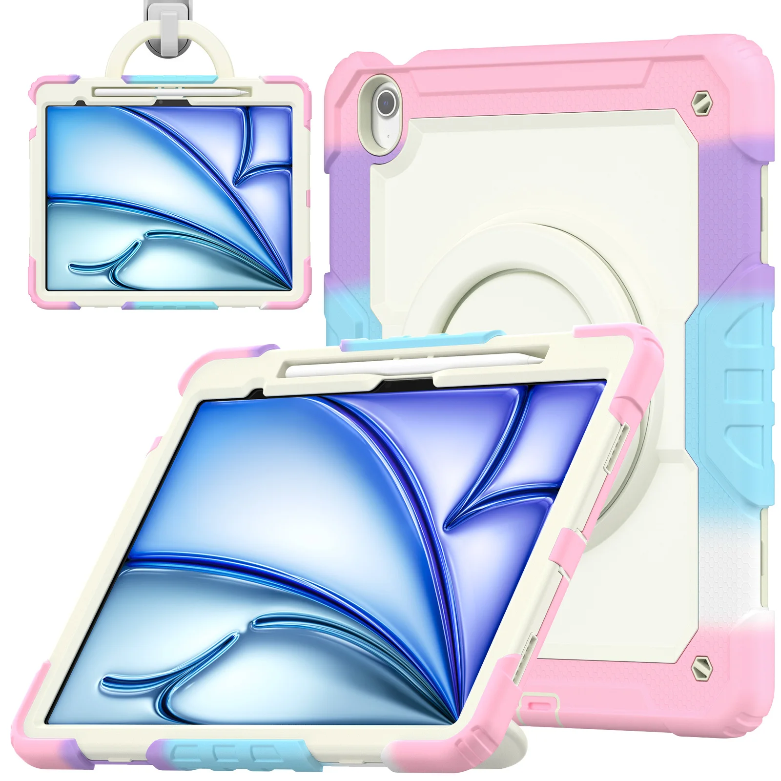 Case For iPad Air Pro 13 2026 M4 2025 M5 M4 2024 M3 M2 Pro 12.9 2018-2022 3rd 4th 5th 6th Gen. 360 Rotating Handle Grip Cover