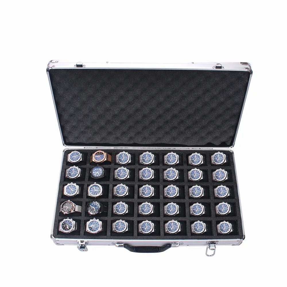 

35 Slots High-Quality Watch Storage Box Aluminum Suitcase Case Jewelry Collection Box Portable Large Capacity Watch Box Gift Box