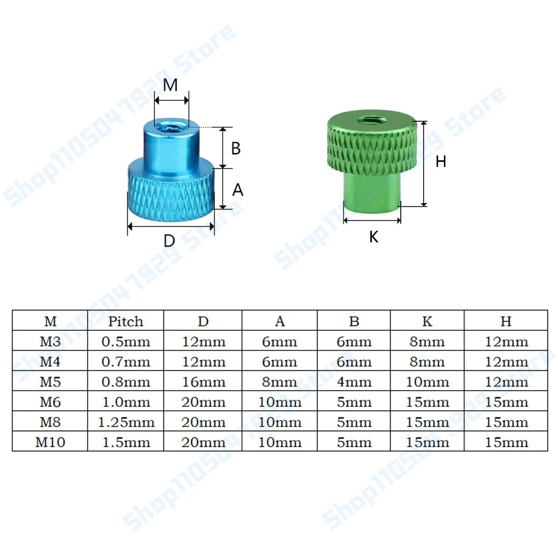 1Pc/Lot Aluminium Alloy Anodised M3 M4 M5 M6 M8 M10 Round Knurled Thumb Nut Through Hole Hand Grip Knob Nuts For Camera Tripod