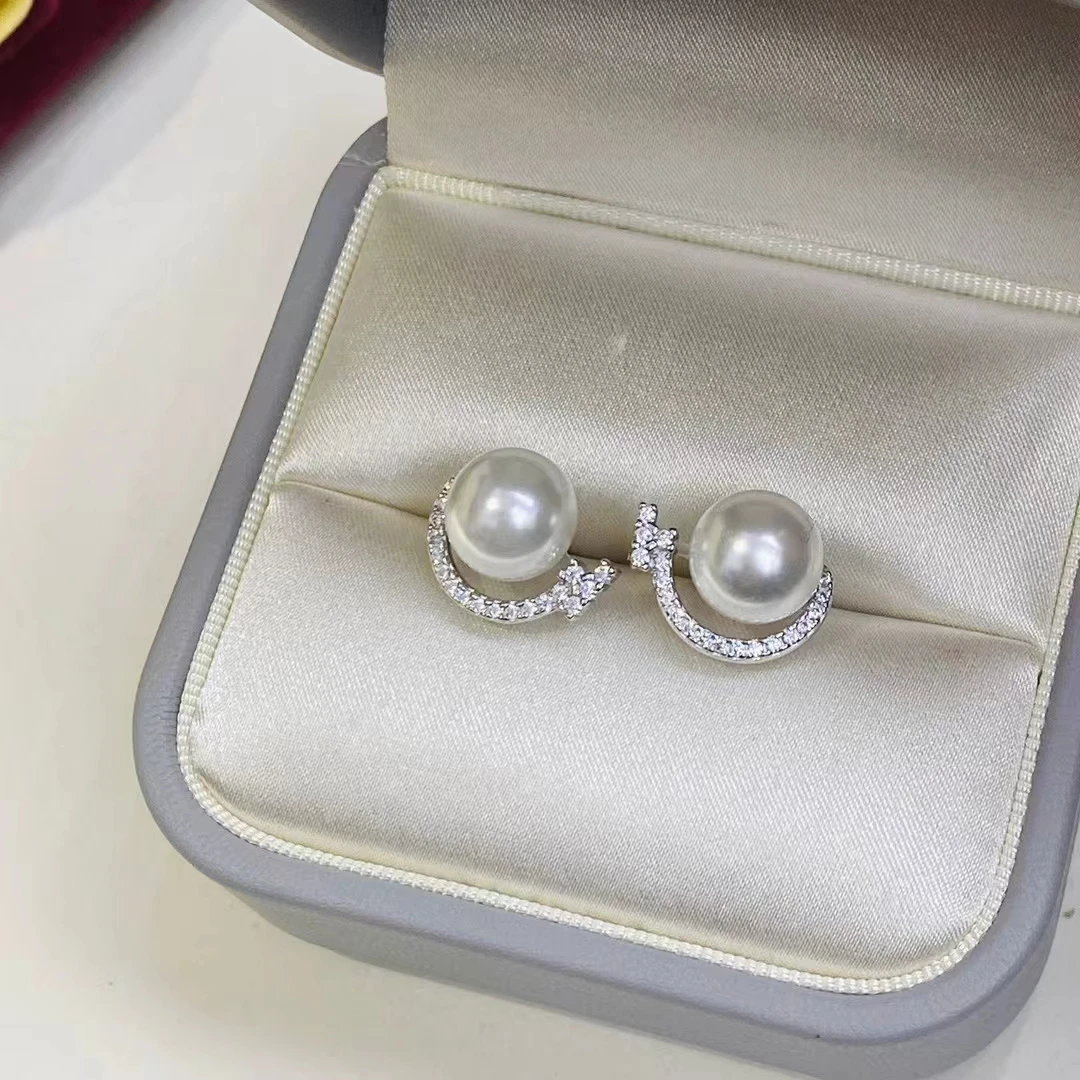 

Оптовая продажа, серьги-гвоздики из стерлингового серебра 925 пробы, фурнитура для крепления, базовые монтажные детали, аксессуар для жемчуга 8-9 мм