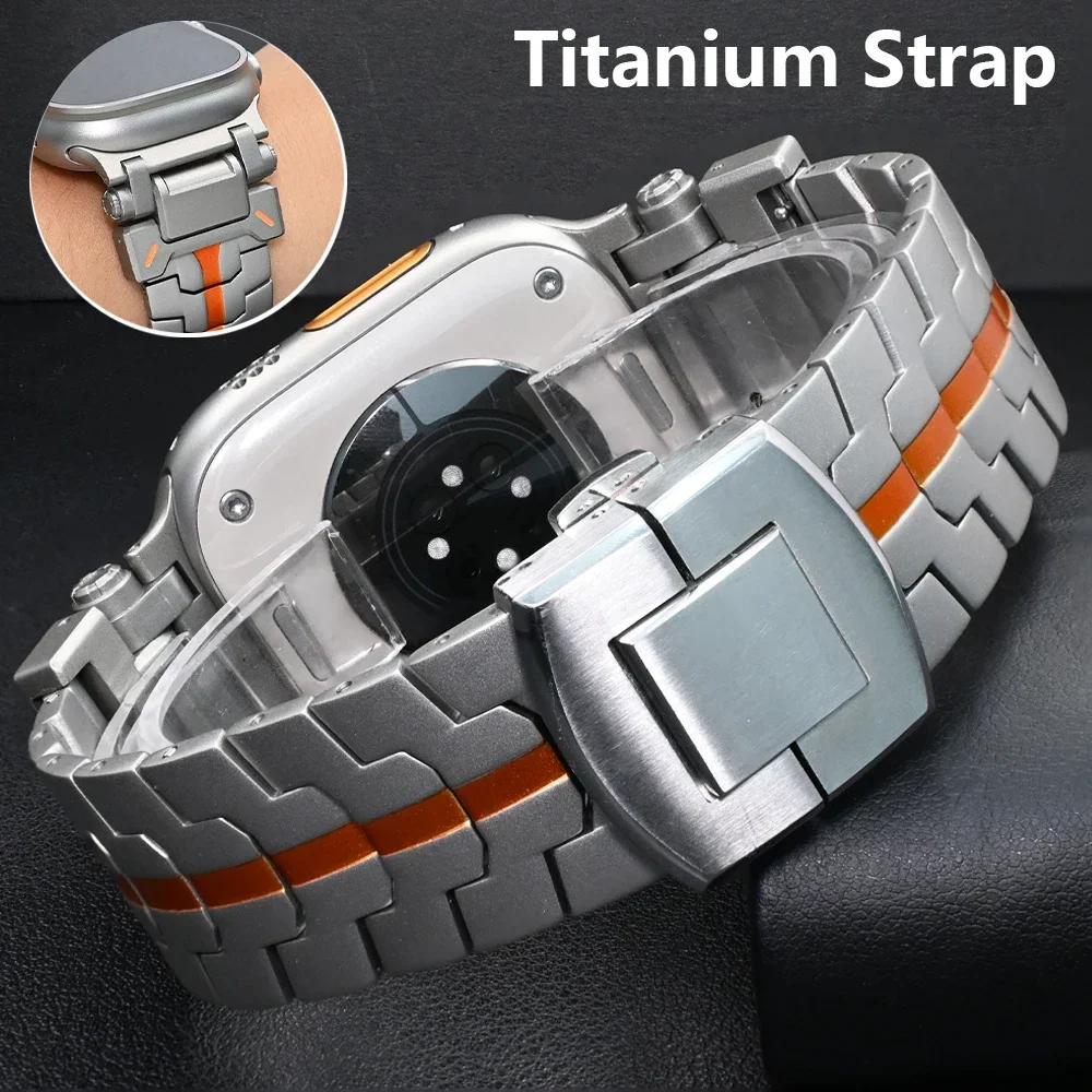 

Men Titanium Strap for Apple Watch 10 46mm Ultra 1 2 49mm Titanium Metal Bracelet for Iwatch Series 9 8 7 6 5 Se 45mm 44mm Band