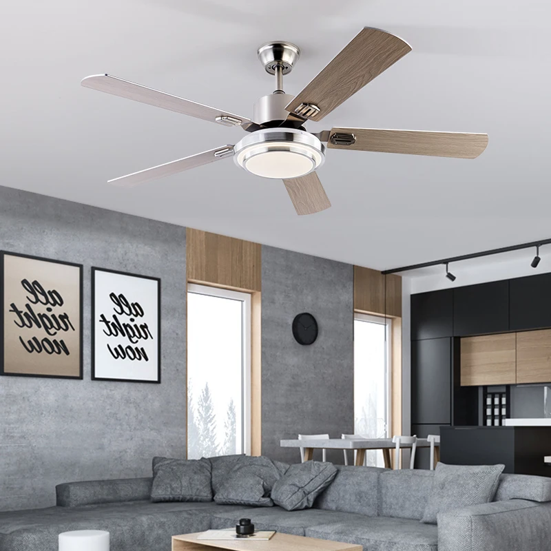 Ventilador de techo con luces y Control remoto, decoración de estilo moderno Americano, ajuste de seis velocidades, para comedor y sala de estar, 52 pulgadas