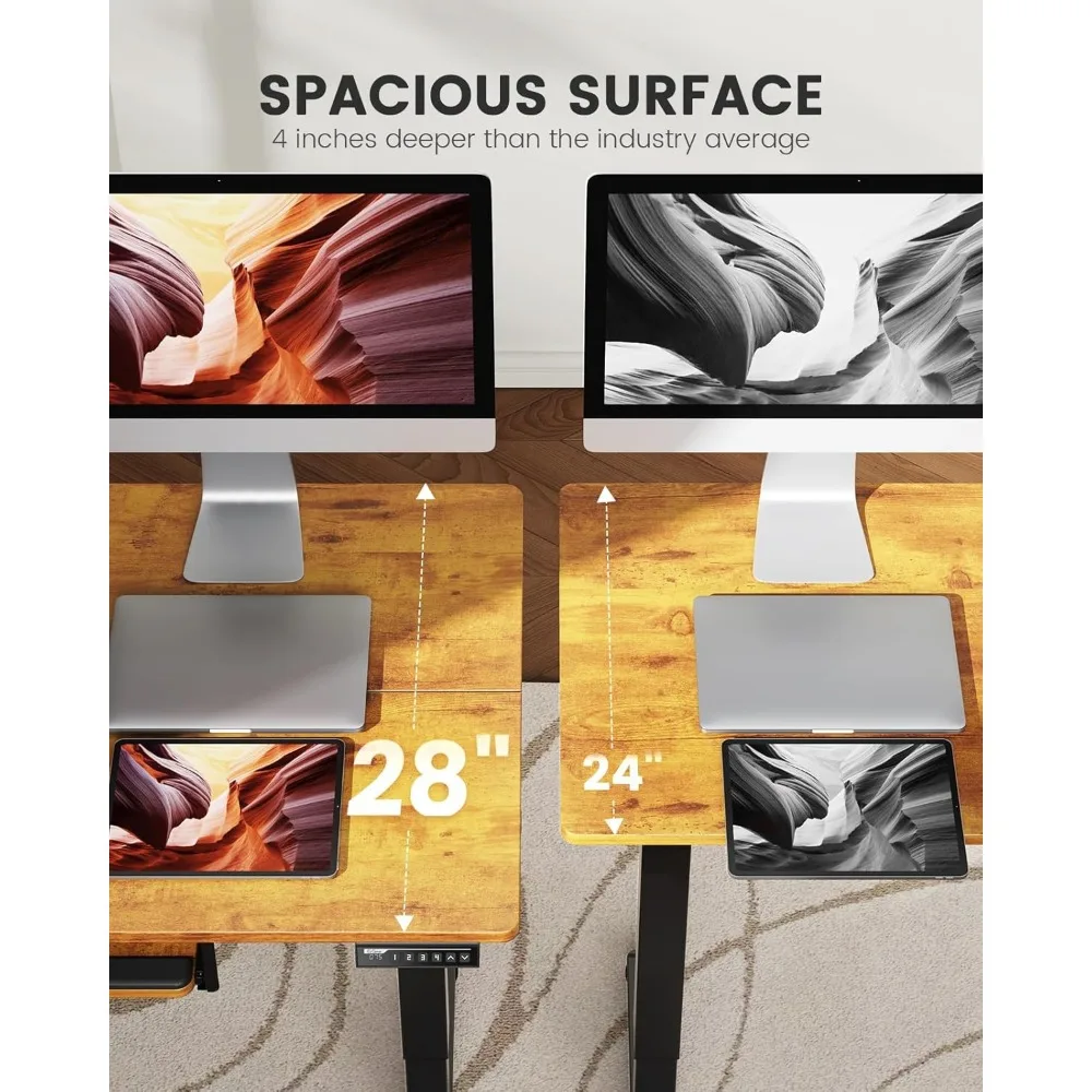 Elektrisch sta-bureau met toetsenbordlade, 55x28 inch in hoogte verstelbaar zit-sta-bureau, thuiskantoor bureau computerwerkstat