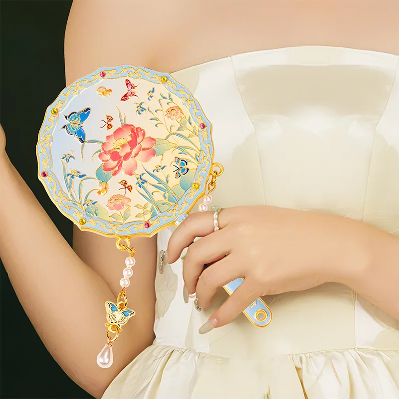 Chinesische Verbotene Stadt Blume Schönheit Make-Up Spiegel Nationalen Stil Alten Stil Gericht Tragen Handheld Make-Up Spiegel