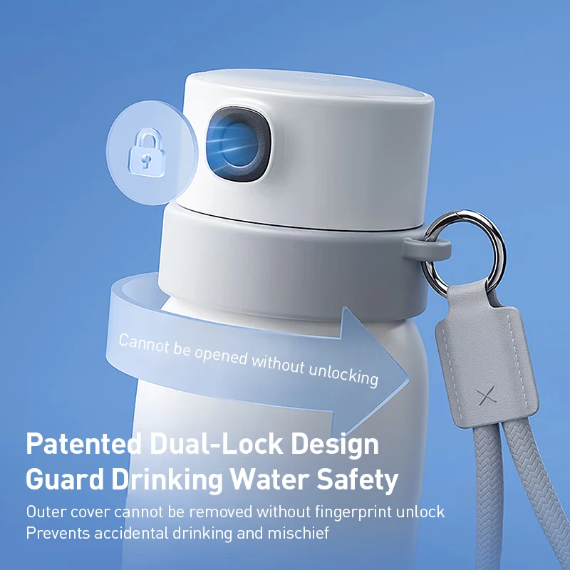 كوب فيليبس 560 مل معزول، كوب معزول للأطفال، كوب ماء آمن مع فتح بصمات الأصابع وعرض درجة حرارة الماء