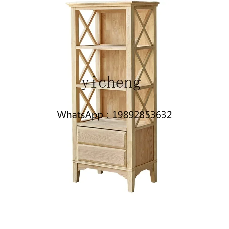 TQH all solid wood wine cabinet living room simple modern display cabinet white pastoral rural Mediterranean locker