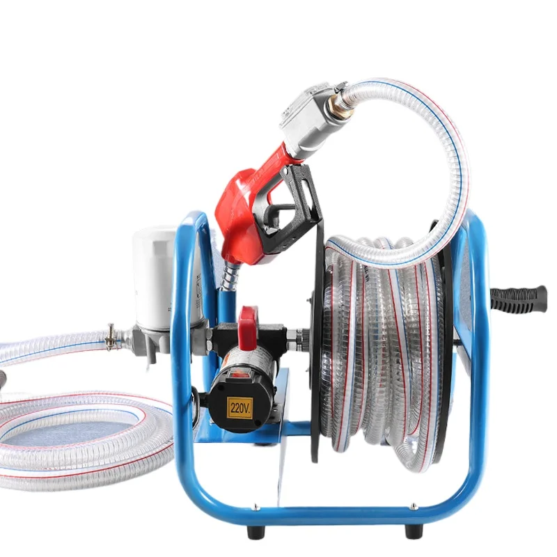 XIER Diesel Transfer Pump with Hose Reel 12V 24V 220V Portable Fuel Extractor Pump with Auto Nozzle