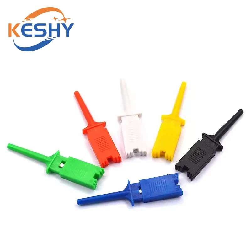 5PCS Mini Single Test Hook Clip Test Probe for Electronic Testing IC Grabber Small Size Round Crocodile Clip Hook Test Clip