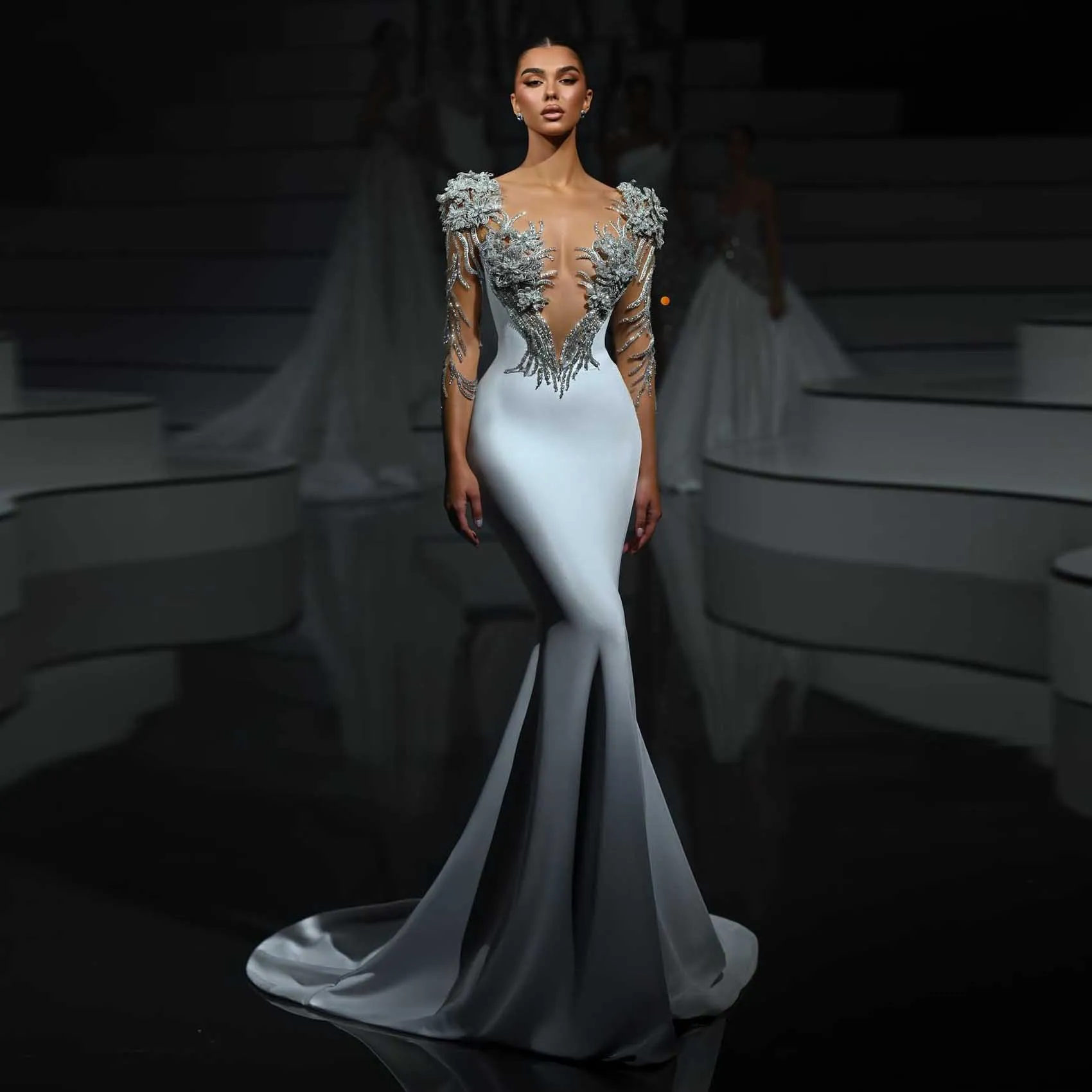 

Коллекция 2026 года, платье невесты, роскошное свадебное платье русалки с бисером, модные свадебные платья, вечернее платье на заказ