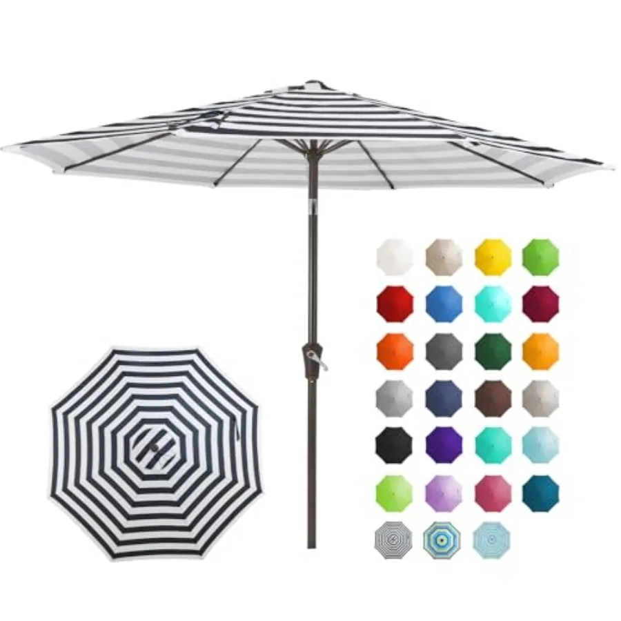 

9FT Outdoor Patio Umbrella Outdoor Table Umbrella with Push Button Tilt and Crank Market Umbrella 8 Sturdy Ribs UV Protection W