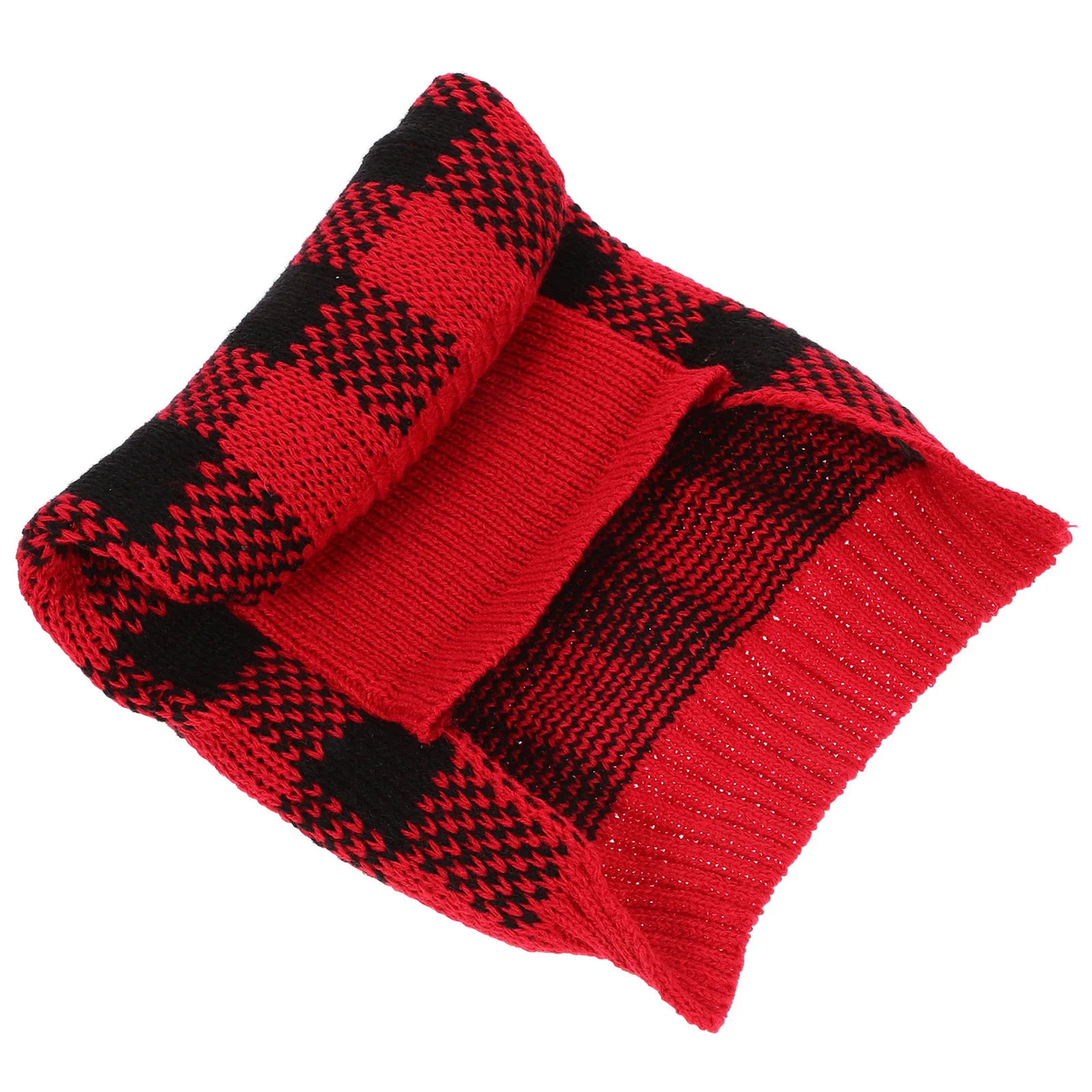 

Plaid Knit Sweater Dress for Small Dogs High Neck Stretchy Back Warm Winter Pet Clothing Comfortable Dog Clothes