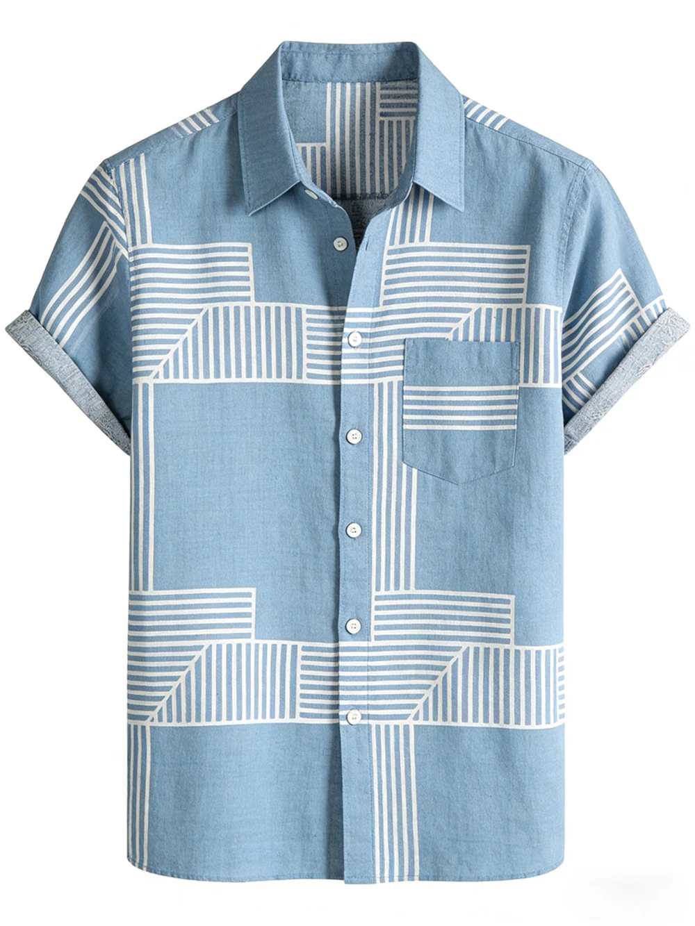 

Men's spring new linen short-sleeved shirt natural ocean high-definition 3D printed shirt Hawaiian casual vacation clothes men
