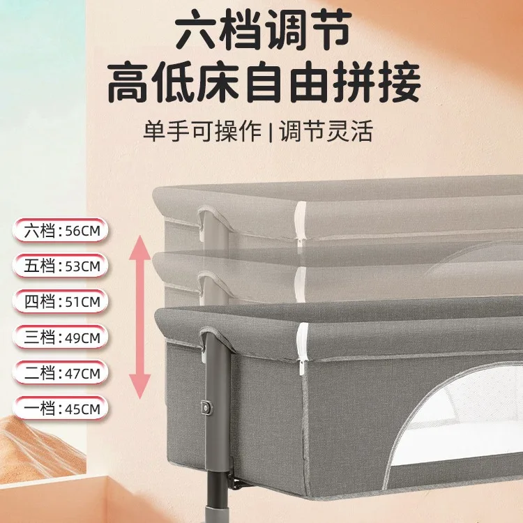 Baby Crib Splicing Bed Movable Folding Multifunctional Crib Bed Newborn Bedside Bed Cross-border Hot Selling