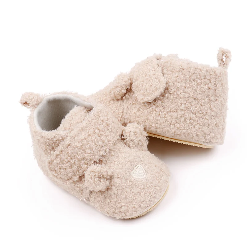 Baby Shoes Winter Soft and Warm Prewalking Sneaker TPR Sole Anti-slip Cute Bear Animal Design 2024 New Fashion 0-9-18M BYQ3202