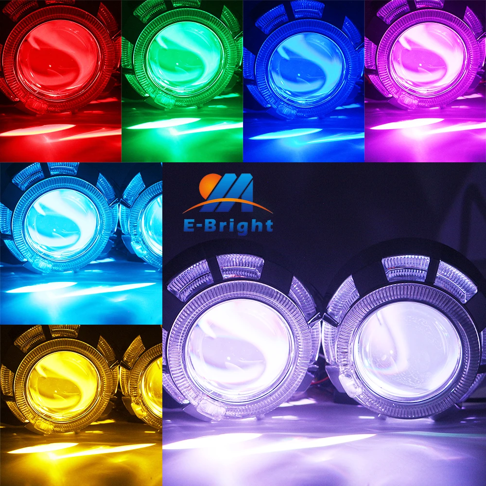 2PCS Demon Evil Eyes RGB Angel Eyes Bluetooth APP Control Car Headlight Daylight Decoration Light For 2.5in Xenon Project Lens