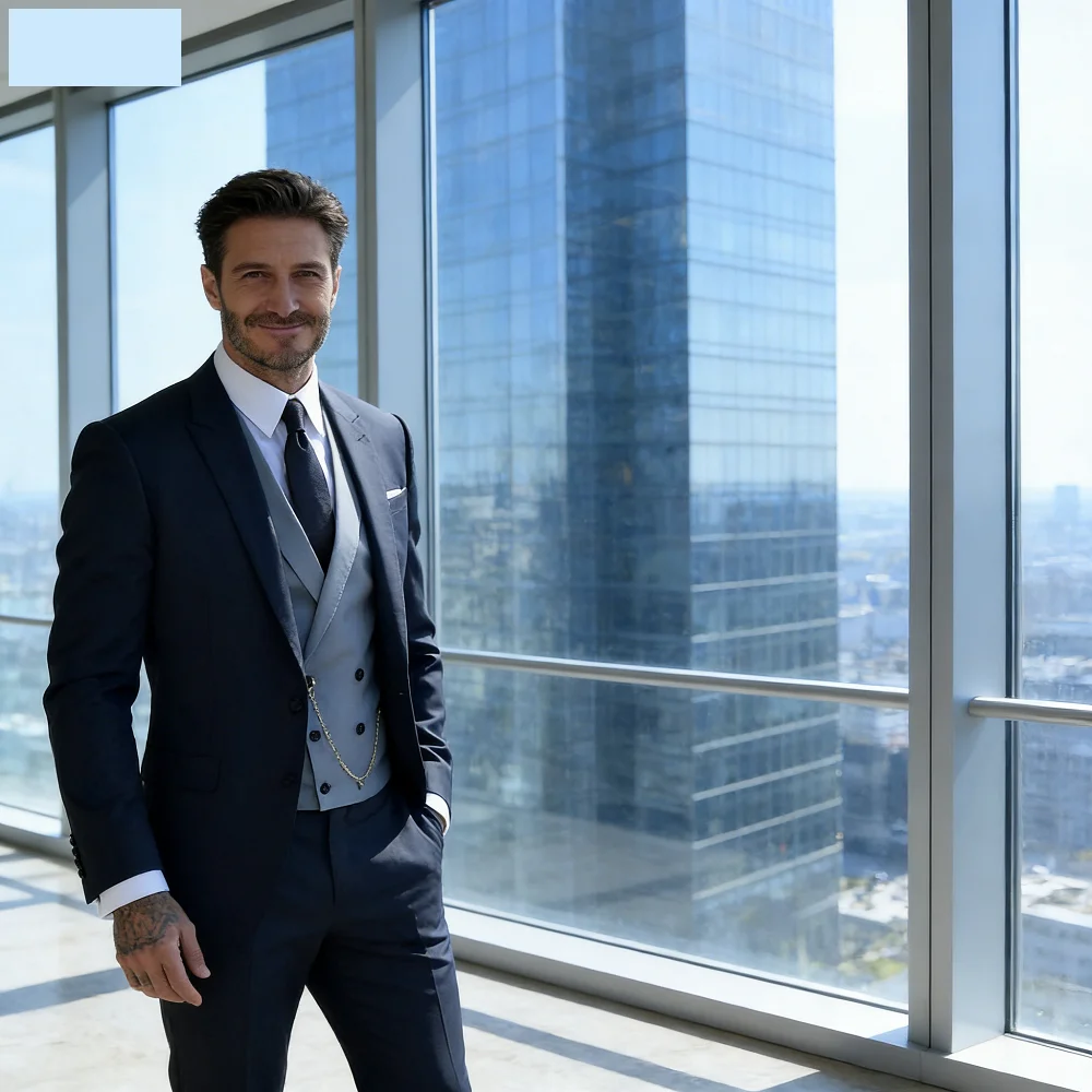 

Men's 3-Piece Long-Tail Blazer Tuxedo Smoking Suit for Wedding Party Fashionable Male Jacket Coat Casual Formal Wear