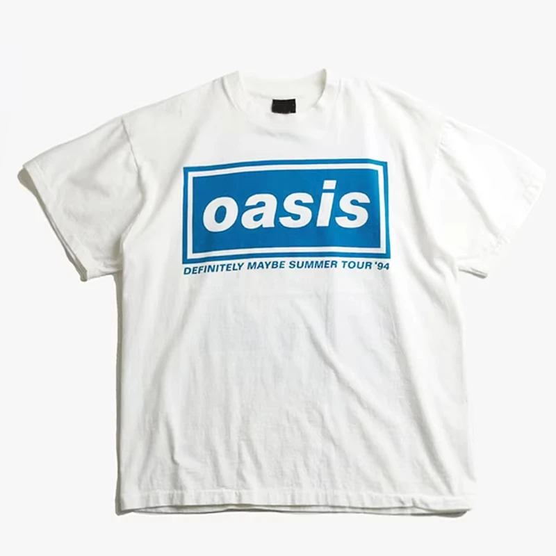 

Лето 2025 года, футболка Oasis Band Rock, футболка с принтом в стиле ретро в стиле панк, свободная дышащая повседневная футболка с короткими рукавами Camisetas Surf Hombre