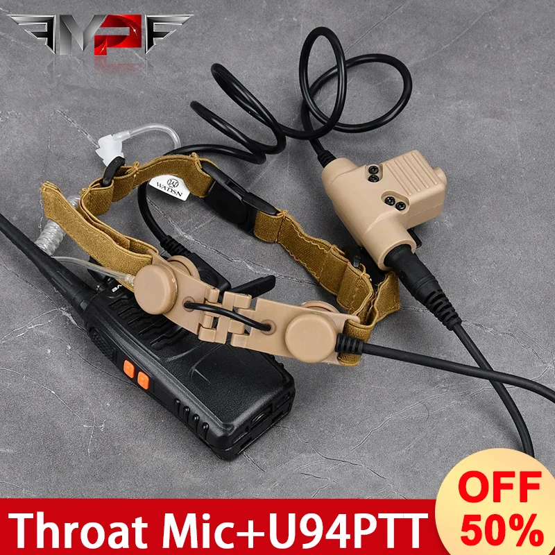 

Tactical Head-mounted throat microphone Military earphones collocation Kenwood U94 PTT Suitable For Moto Midland Walkie Talkie