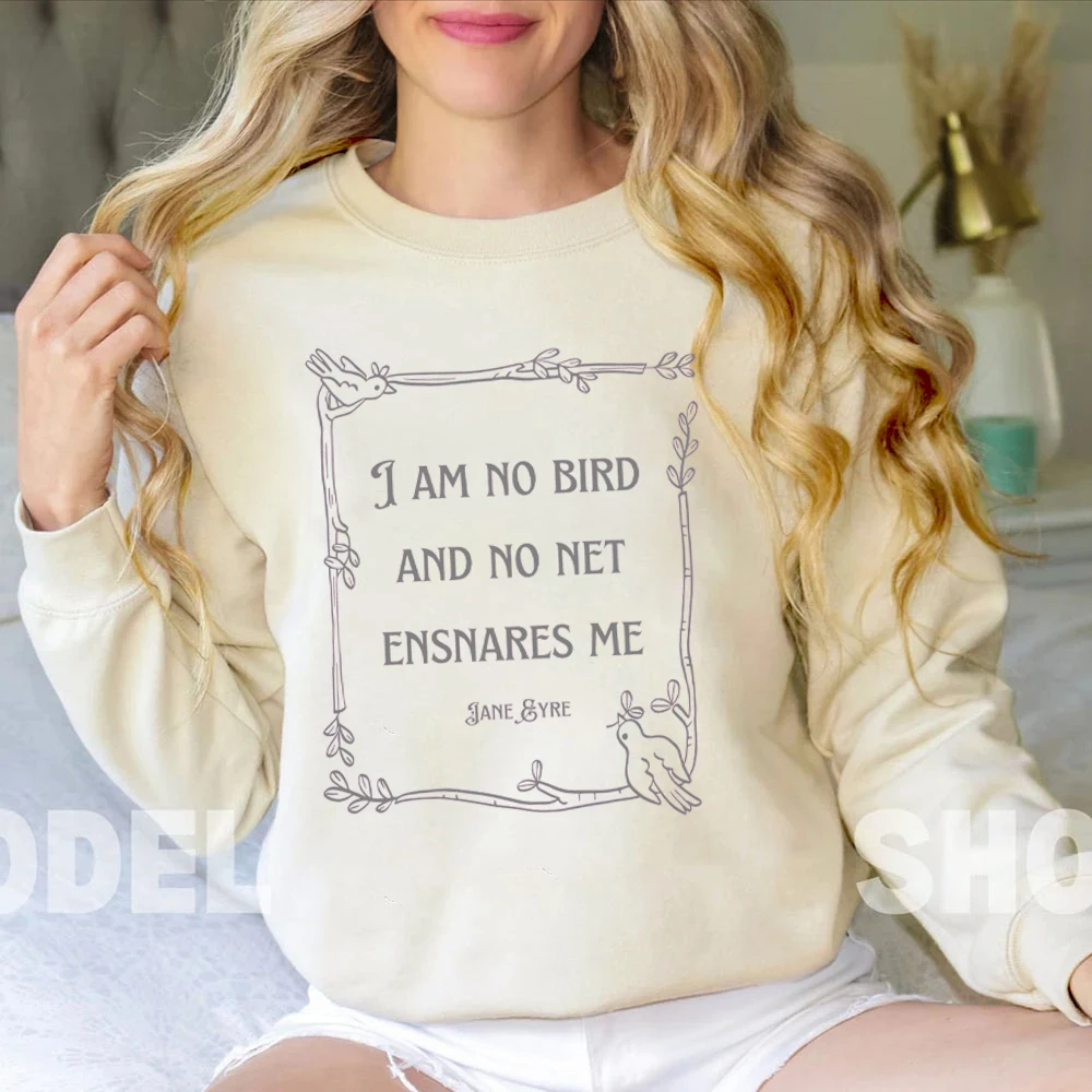 Jane Eyre Dichter Hoodie voor Vrouwen Ik Ben Geen Vogel Literatuur Dameskleding Bronte Literaire Donkere Academia Dameskleding Boek Hoodie