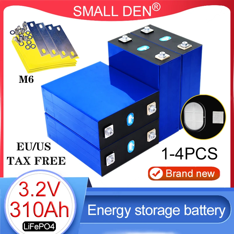 NEW 3.2V 310Ah Lifepo4 battery 3C Lithium Iron Phosphate DIY 12V 4S 24V E-boat Solar storage Wind energy EV RV Inverter NO TAX