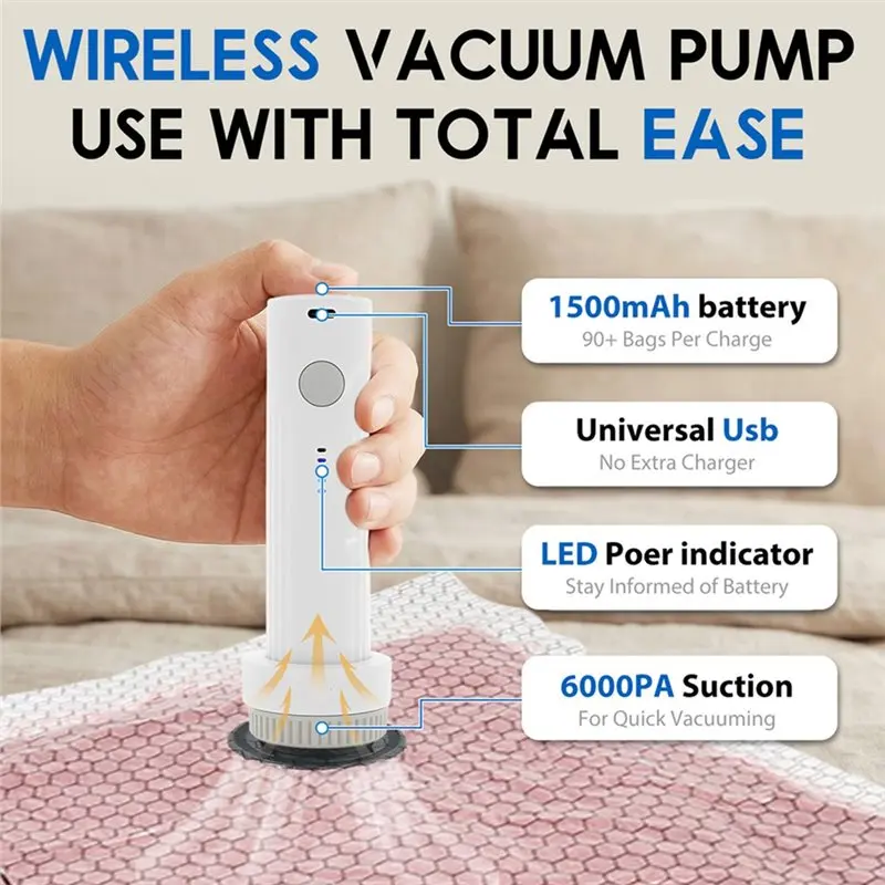 Stock Quantity 12Pcs Vacuum Storage Bag With Cordless Electric Pump Reusable Clothes Luggagetravel