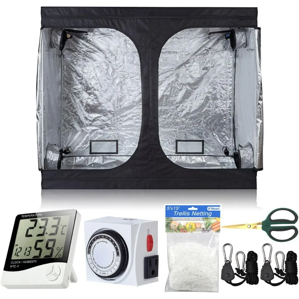 

96''x48''x80'' Mylar Indoor Plant Grow Tent + 5'x15' Trellis netting + Bonsai Shears+ 1 Pair of Hanger Grow Tent Kit