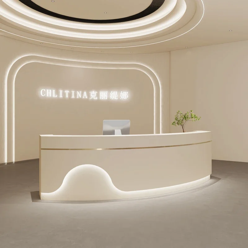 

Modern Luxury Furniture Reception Desk Hairdressing Receptionist Front Salon Armable Entrances Tables Office Executive Counter