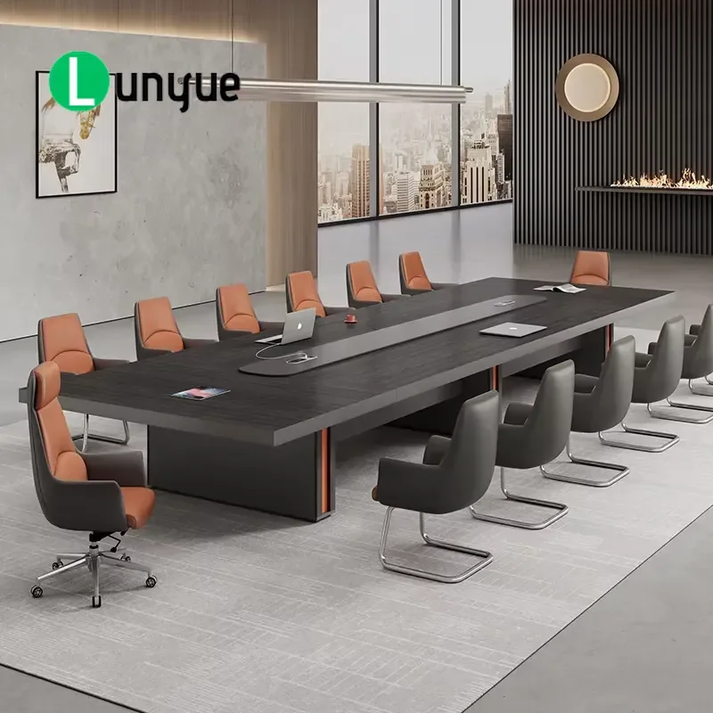 Modern Modular Wooden Office Conference Table Rectangular Meeting Room Desk Set Durable Furniture for Business Negotiation