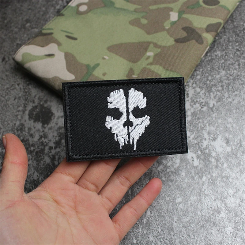 Call of Duty Ghost Mask Embroidery Patch Skull Tactical Badge Backpack Cloth Sticker DIY Decorative Armband Decorate