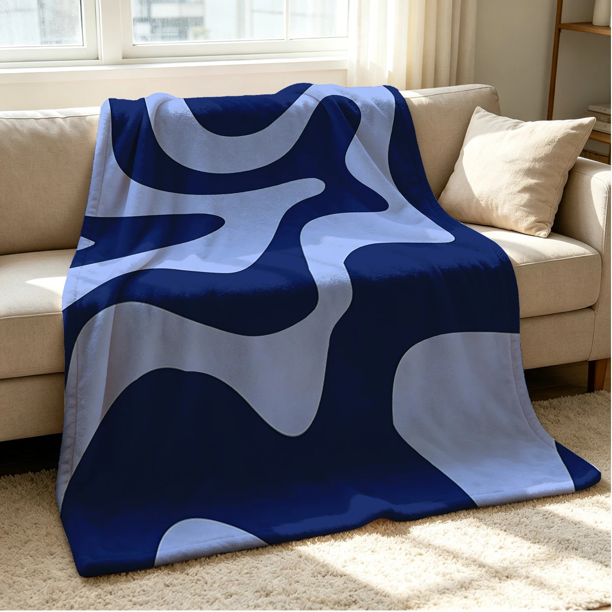 Blue Flow Flannel Blanket Warm Soft Halloween Christmas Couch Warm Cozy Decorative Decor Gift for All Season