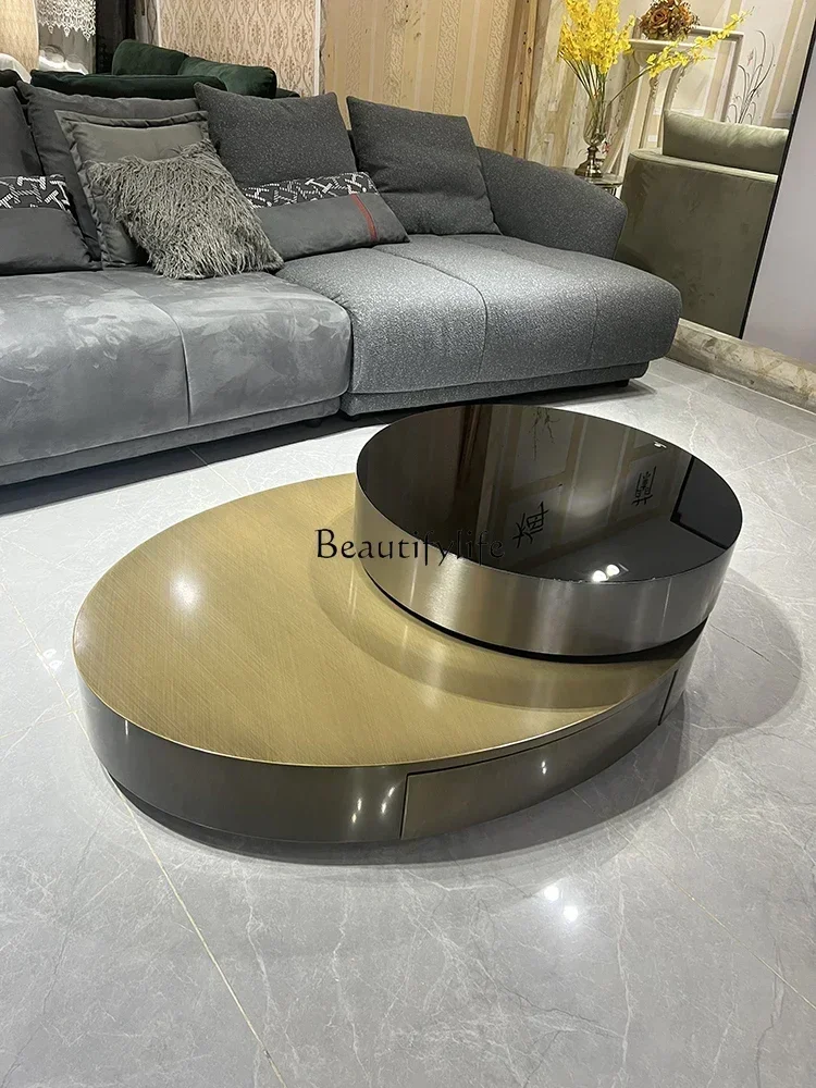 طاولة قهوة GG8Creative قابلة للدوران إيطالية بسيطة وحديثة وبسيطة من الفولاذ المقاوم للصدأ بيضاوية #4