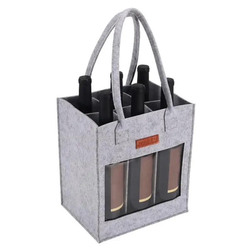 Liquor Carrier Bag Leakproof Tote Bag With Handle Leakproof Wine Tote Bag Wine Holder Bag For Travel & Secure For 6-Bottle Red