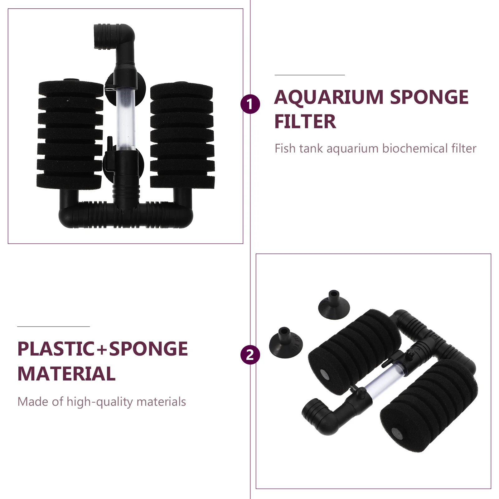 

1Pcs Biochemical Sponge Filter Aquarium Water Filtration Equipment Oxygen Pump Wall Hanging Suction Aquarium Sponge Filter