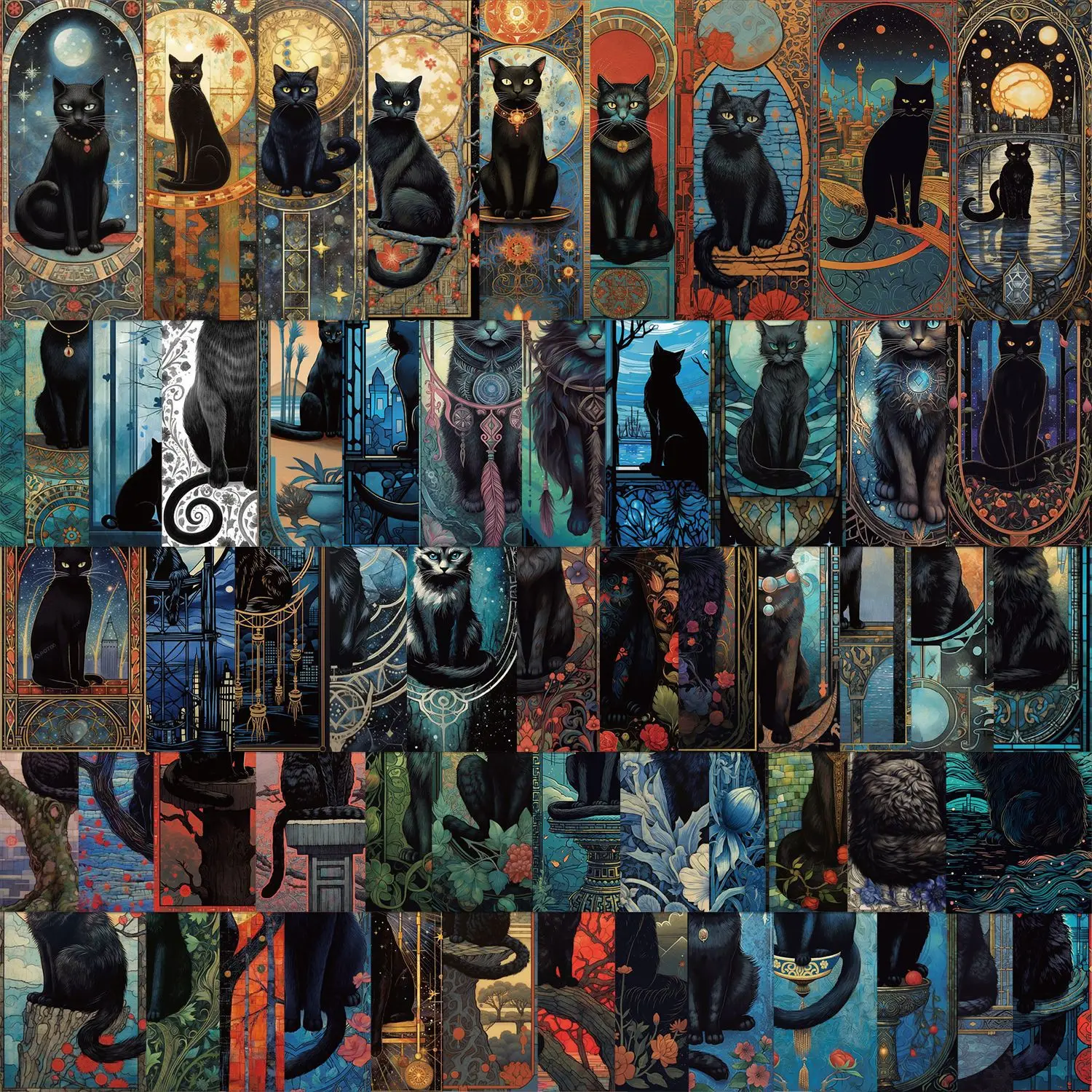 60PCS Cartoon Dark Cat Graffiti Stickers Decor Guitar Notebook Stationery Box Luggage DIY Stickers