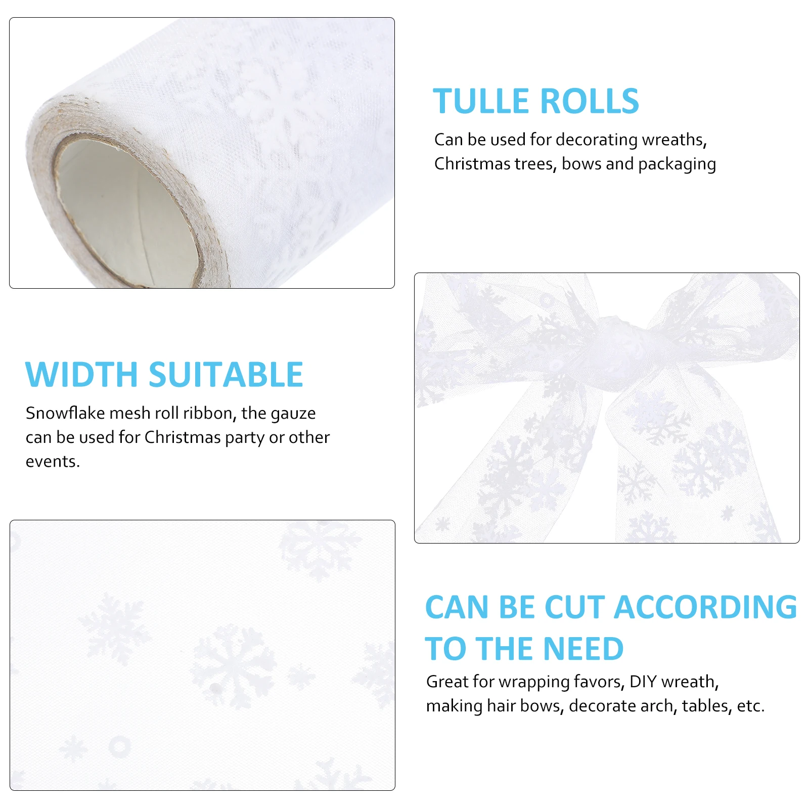 

2 Rolls Craft Gauze Snowflake Element Winter Supplies Fabric Tulle Garland Christmas Decor Nylon Fringe Decoration