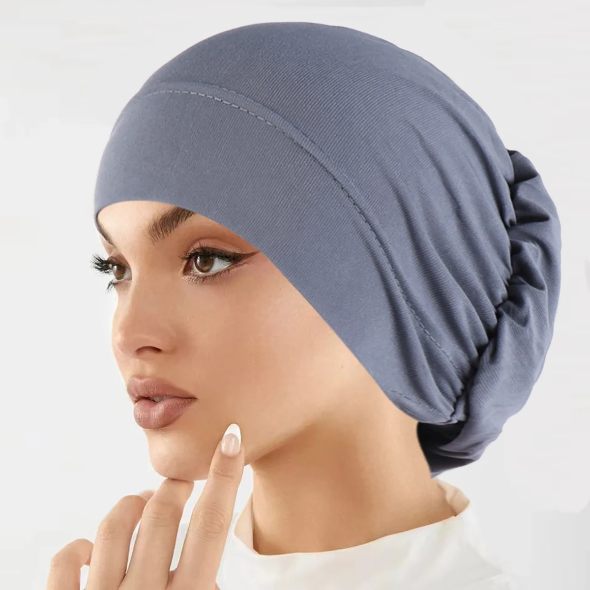 Moda musulmana hiyabs para mujer, turbante elástico suave de Color sólido, gorros para quimio contra el cáncer, gorros, accesorios para el cabello