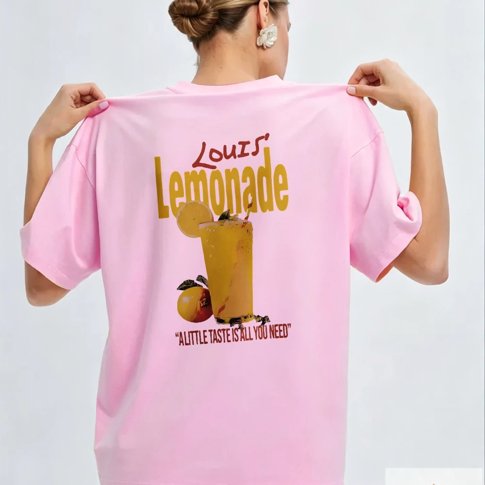 Vintage Retro Lemonade Cup Print Damen Kurzarm-Top Louis' Lemonade Seaside Resort Everyday Summer Loose Graphic Tee