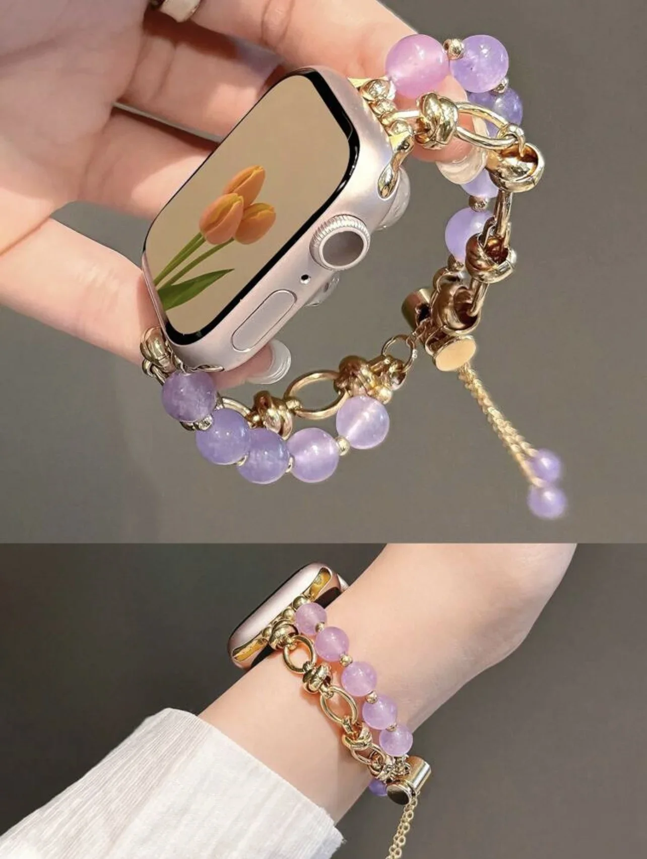 애플워치 여성용 인기 조절 링크 비즈 스트랩 38mm 40mm 41mm 42mm 44mm 45mm 46mm 49mm