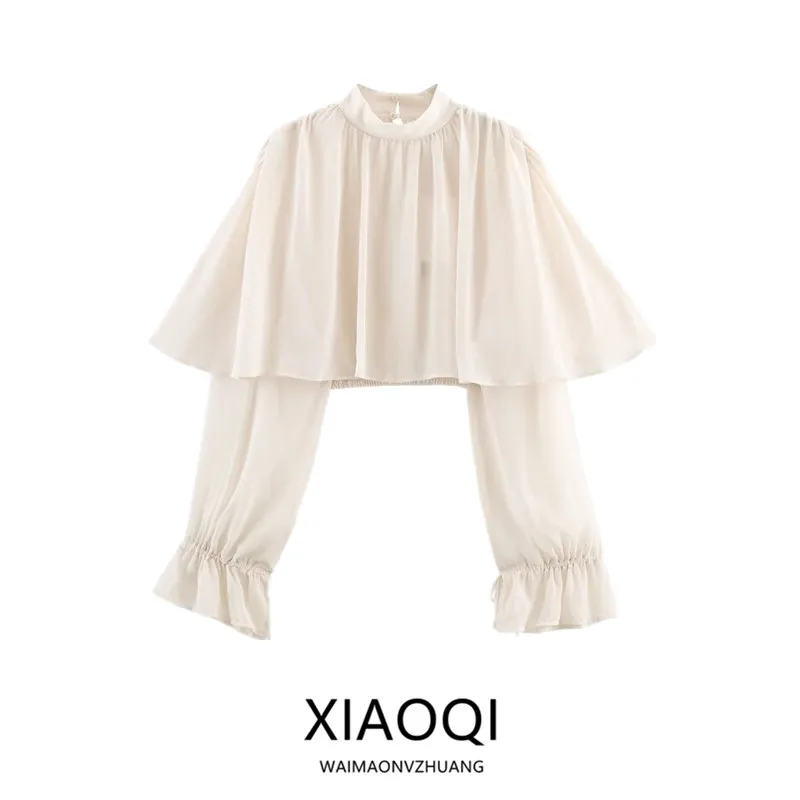 

Winter New Arrival Women's Faion Decorative Layered Clothing Versatile Top European Sle Loose Fit Long Sve irt