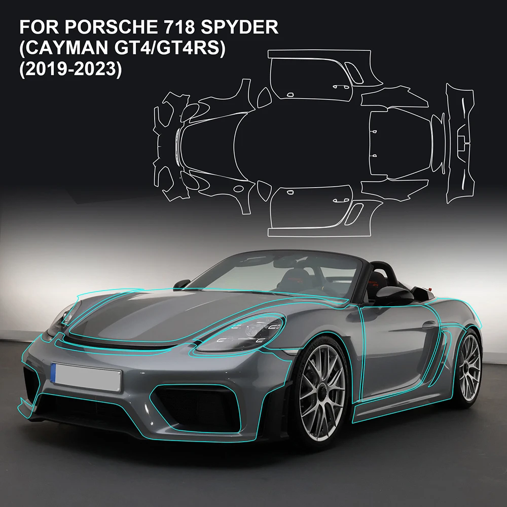 

KUNGKIC PPF для Porsche 718 Spyder Cayman GT4 GT4RS 2019-2023 Защитная пленка для предварительно срезанной краски прозрачный комплект бюстгальтер мил Невидимый ТПУ