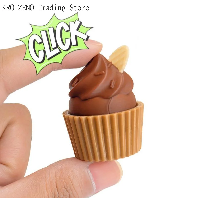 1PC 3D Printed Foods Clicker Keychain Simulation Cake Chocolate Clicker Pendant Decompress Keyring Bag Hanging Stress Relief Toy
